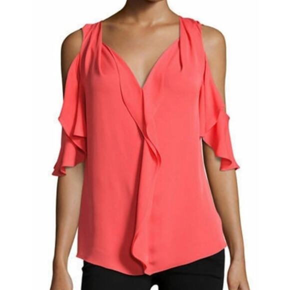 Kobi Halperin Nellie Cut Out Detail Flutter Sleeve Silk Top Poppy S - Picture 1 of 8